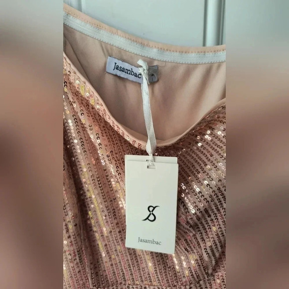 Jasambac NWT Women's One Shoulder Sexy Cocktail Formal Dress, Rose gold color M - Picture 3 of 6